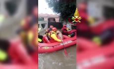 Maltempo, i vigili del fuoco salvano in gommone un uomo e il suo cane - Video 