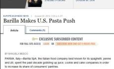 WSJ: Barilla punta su pasta e sbarca in Usa con ristoranti