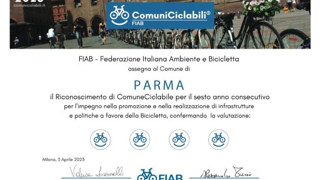 ComuniCiclabili, Parma si conferma città a misura di bicicletta (con 4 bandiere Fiab)