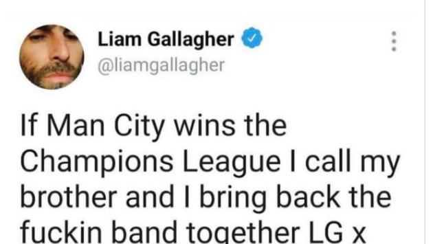 Gli Oasis si rimettono assieme (se il City vince la Champions League): parola di Liam Gallagher