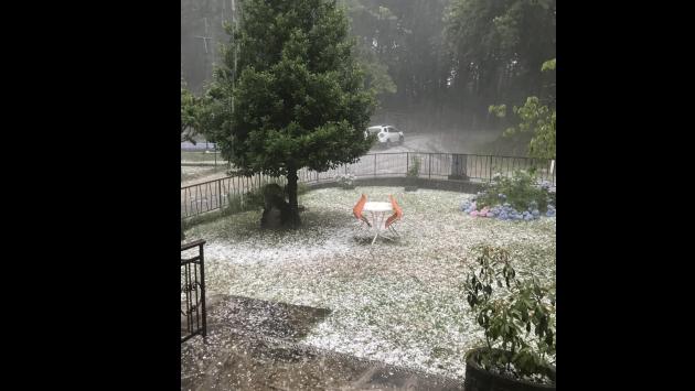 Potente grandinata a Tarsogno questa mattina