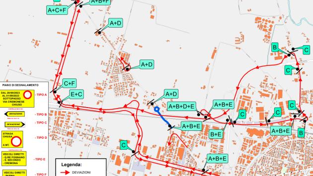 Asfaltature dal 28 agosto all'8 settembre in via Cremonese: le modifiche alla viabilità - Mappa 