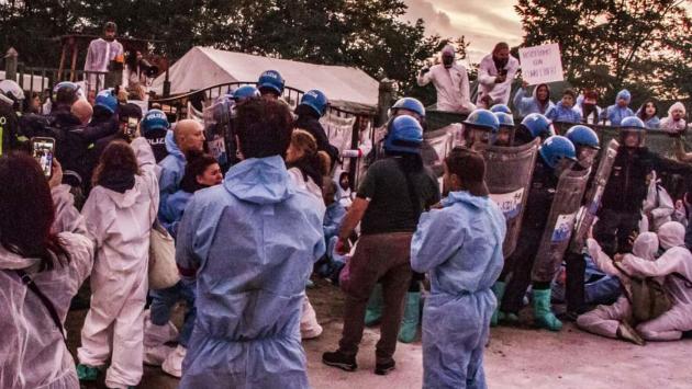 Asserragliati con maiali malati, animalisti sgomberati