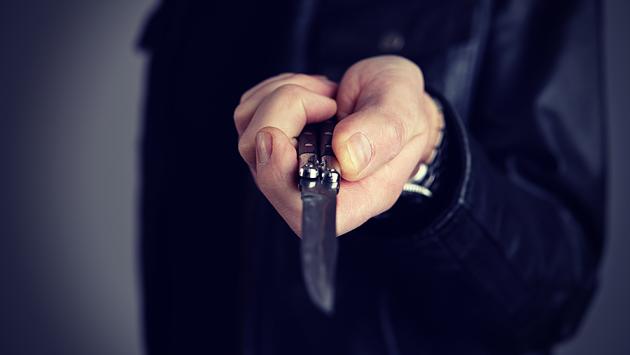 «Vieni giù  che ti ammazzo». E striscia la lama sul cancello