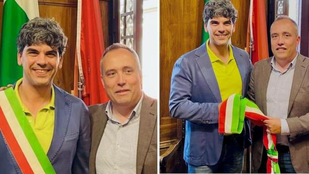 Comune di Fidenza: il passaggio di consegne (e di fascia) tra il sindaco uscente Massari e il neo primo cittadino Malvisi
