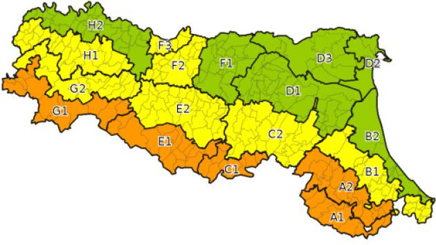 Oggi allerta meteo gialla in provincia, arancione nell'Appennino