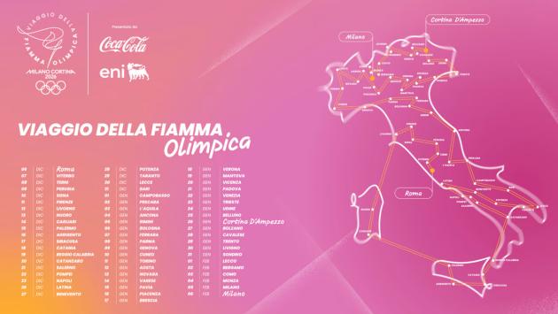 Milano Cortina 2026 svelato il “Grande Viaggio” della fiamma olimpica: passa da Parma l'8 gennaio 2025