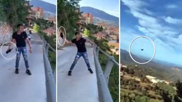 Getta un gattino dal ponte e posta le immagini,sdegno sui social