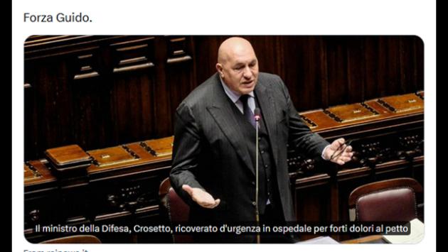 Crosetto presenta denuncia dopo hackeraggio dell'account