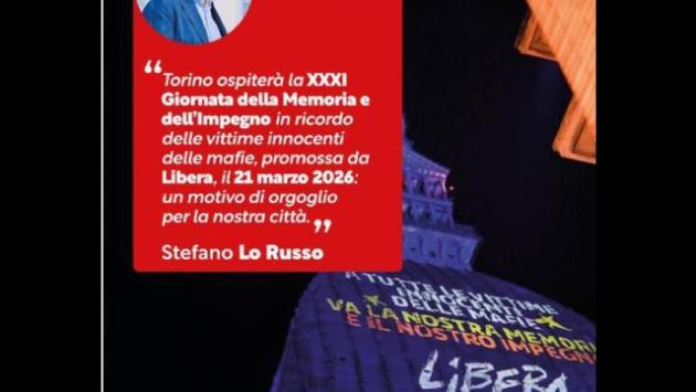 Lo Russo, 'un orgoglio Giornata vittime mafie 2026 a Torino'
