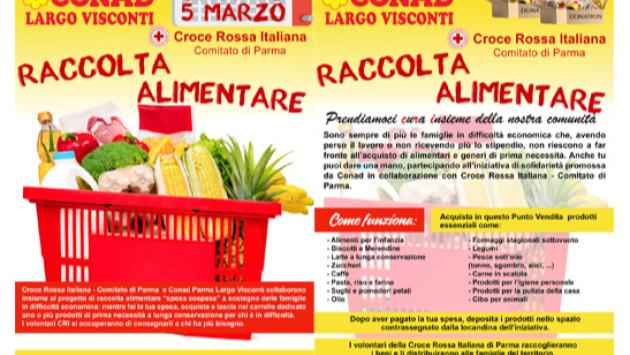 Comunicato Stampa 001/2022 - Sabato 5 marzo importante raccolta alimentare promossa da Conad Largo Visconti in collaborazione con Croce Rossa Parma