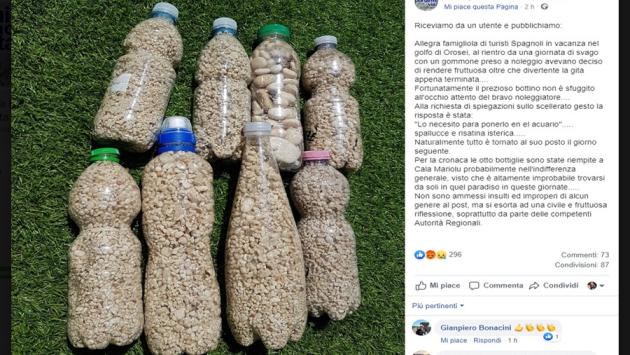 Spiagge sarde depredate, turisti rubano bottiglie di ciottoli a Cala Mariolu