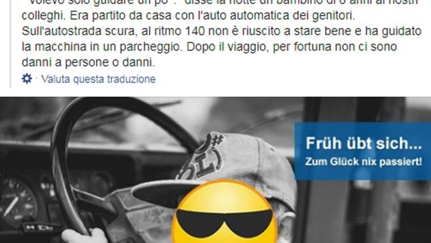 Germania, bimbo di otto anni a 140 km all'ora in autostrada