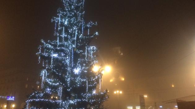 Albero in Piazza: luci nella nebbia