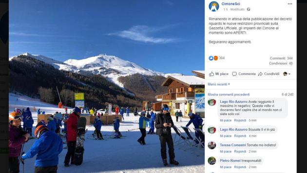 Cimone Sci, 'Siamo aperti', insulti dagli utenti web. Quarantena in diverse regioni per chi arriva dalla zona rossa