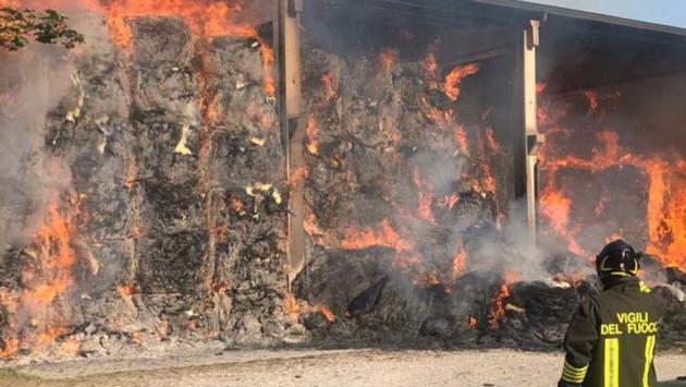 Un altro fienile in fiamme, vigili del fuoco al lavoro a San Polo di Torrile