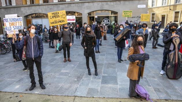 La protesta dei ragazzi del Conservatorio 