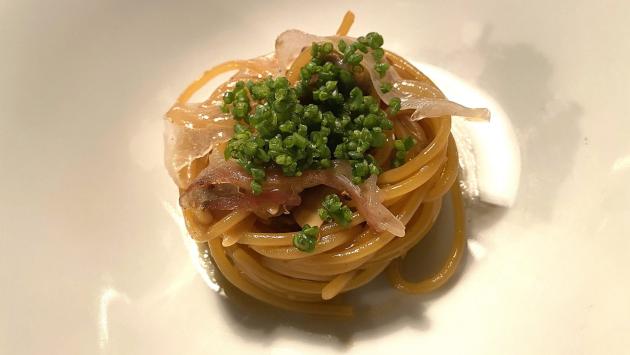 Semplici spaghettini con telline sgusciate