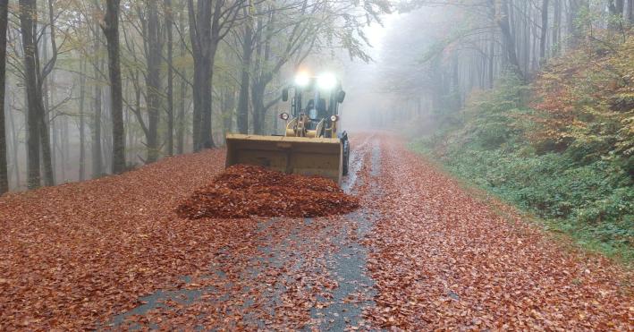 Lagdei, mezzi della Provincia in assetto anti-neve per spalare le foglie