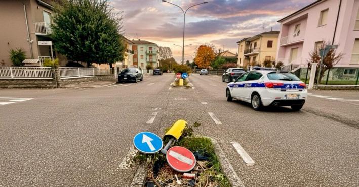 Scoperti i vandali che hanno abbattuto a calci un cartello stradale