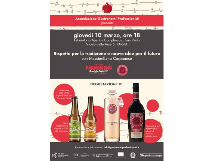 COMUNICATO STAMPA - &Egrave; Primavera AGP: due mesi di iniziative a cura dell&rsquo;Associazione Gastronomi Professionisti al Laboratorio Aperto del Complesso di San Paolo a Parma