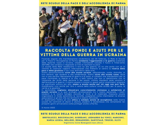 La Rete Scuole Pace di Parma lancia una Raccolta fondi e aiuti per la vittima della guerra in Ucraina