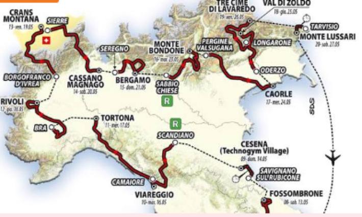 Svelato il Giro 2023, dall'Abruzzo al Friuli, gran finale a Roma. Niente Parma, c'&egrave; per&ograve; la Scandiano-Viareggio