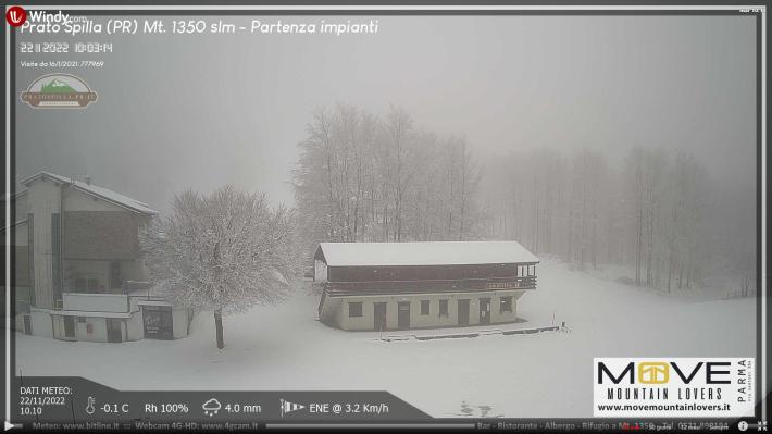Pratospilla: la webcam "svela" la prima neve della stagione 