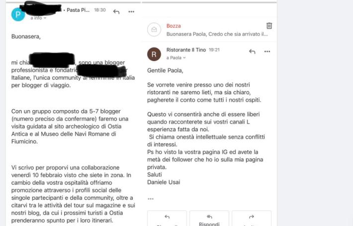 La blogger ci prova: "Pranzo per 7 persone in cambio di un post". Ma lo che stellato non ci sta: "Siete benvenuti ma pagherete come tutti" 