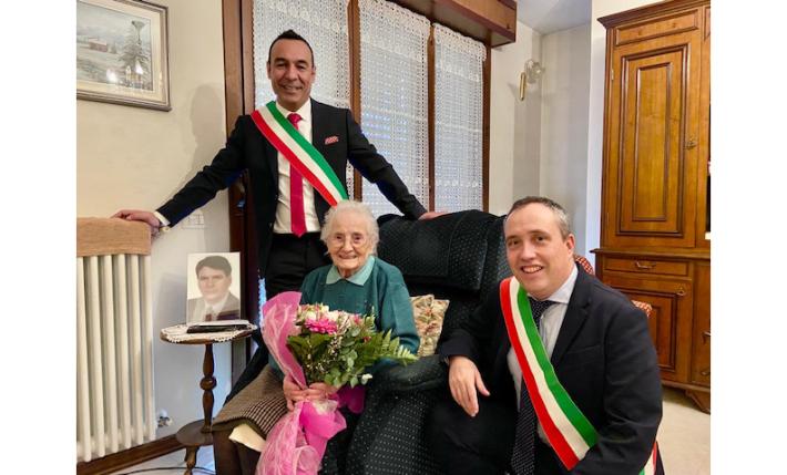 102 anni per Giannina Malanca, festa con due sindaci 
