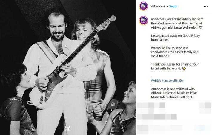 Addio a Lasse Wellander, storico chitarrista degli Abba. Le lacrime della band