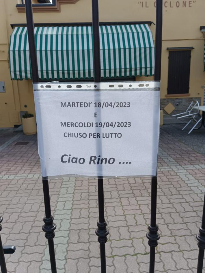 "Ciao Rino, &egrave; pi&ugrave; che infinito il dolore che ci lasci. L&rsquo;ultima promessa &egrave; che ti ricorderemo per sempre"