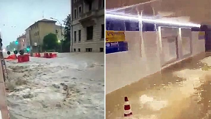 Anche Bologna allagata: il centro sembra un torrente e 
