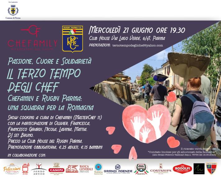 Cuore e cucina per aiutare la Romagna: tutti a tavola mercoled&igrave; con la Rugby Parma