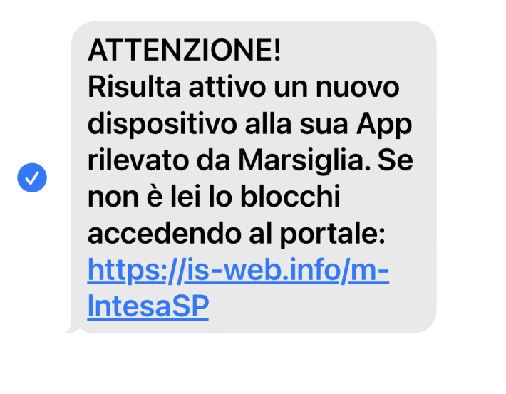 "C'&egrave; un nuovo dispositivo sulla sua app  del conto online: se non &egrave; lei lo blocchi":  nuova truffa  con sms. 