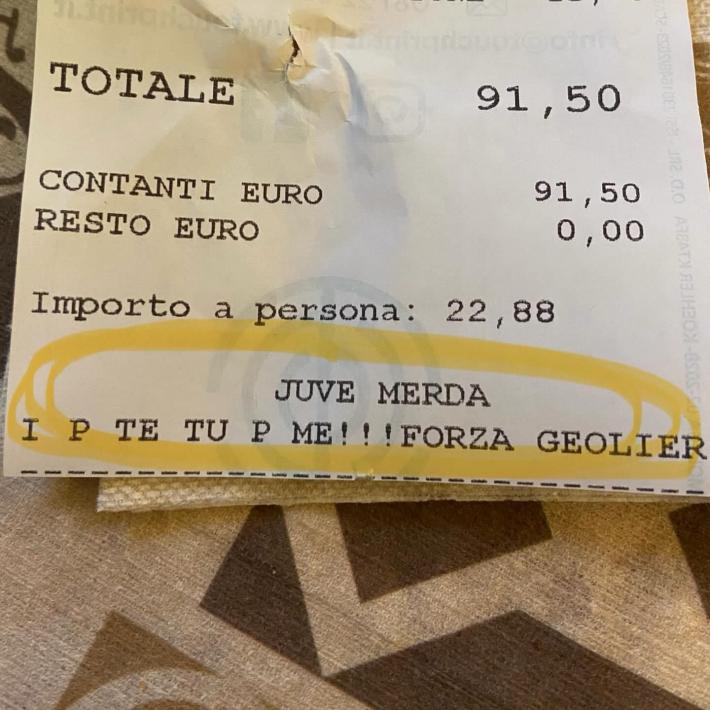 Geolier arriva anche sugli scontrini di Napoli: forza Geolier e Juve m