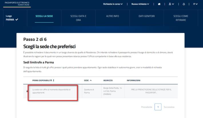 A Parma impossibile prendere un appuntamento per rinnovo passaporto
