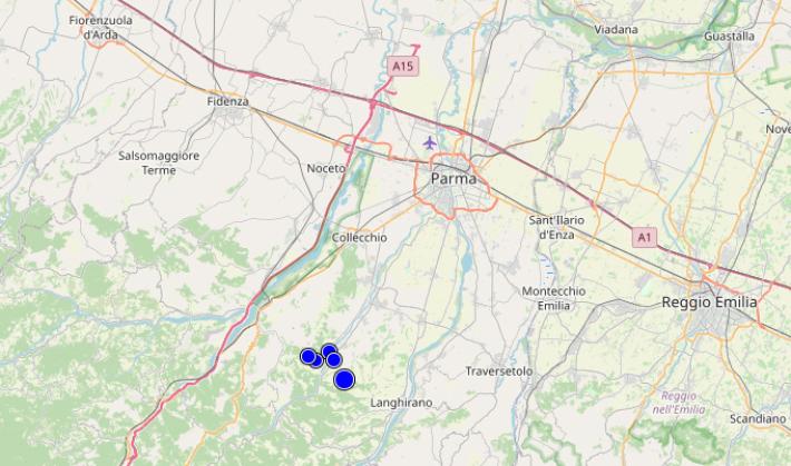 La terra torna a tremare nel Parmense: sei scosse dalla mezzanotte. La pi&ugrave; forte di 2.9 alle 2:48 a Langhirano