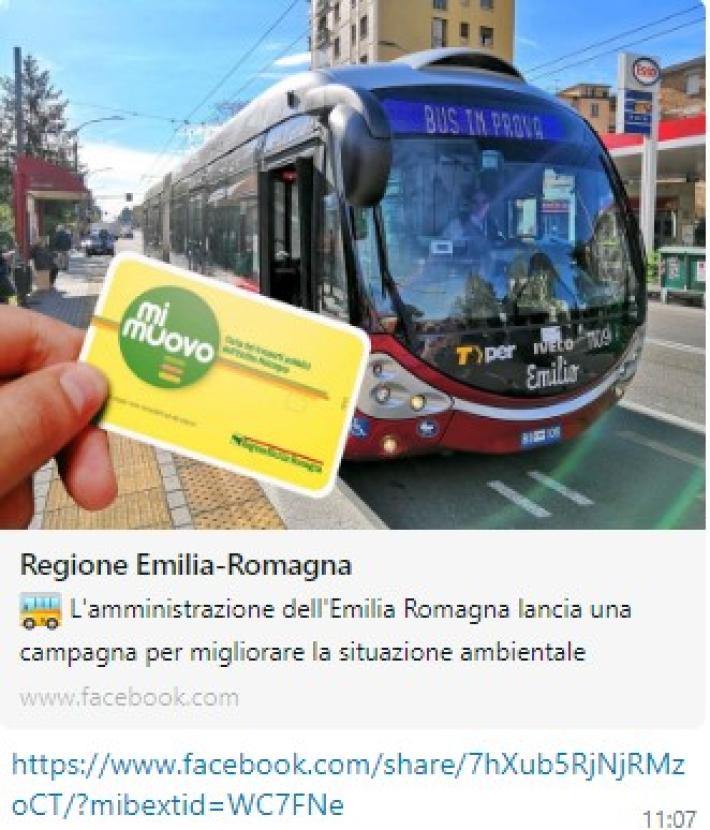 La Regione Emilia Romagna; "Attenzione ai post sui social che annunciano abbonamenti gratis ai mezzi. Non cliccate: sono una truffa"