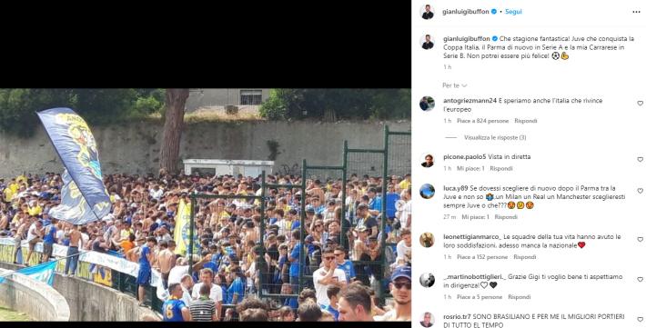 Buffon: "Stagione fantastica, Juve Coppa Italia, Parma in A e Carrarese in B"