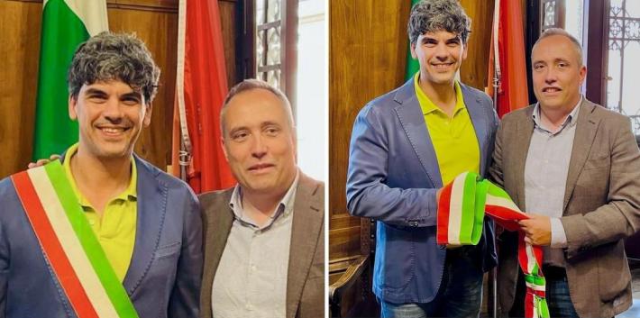 Comune di Fidenza: il passaggio di consegne (e di fascia) tra il sindaco uscente Massari e il neo primo cittadino Malvisi