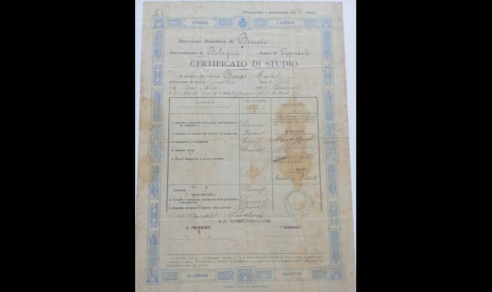 La pagella di cento anni fa, nonno Michele passa in seconda elementare