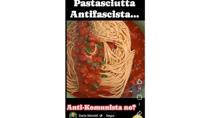 Consigliere comunale posta sui social una pastasciutta con il volto di Mussolini: polemica nel Reggiano 