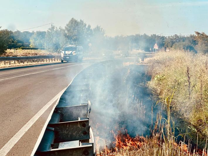 Paura a Busseto: incendio in tangenziale