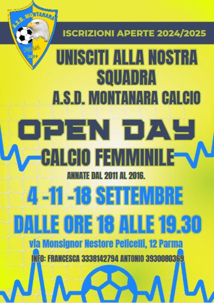 Calcio femminile, tre giornate di open day al Montanara