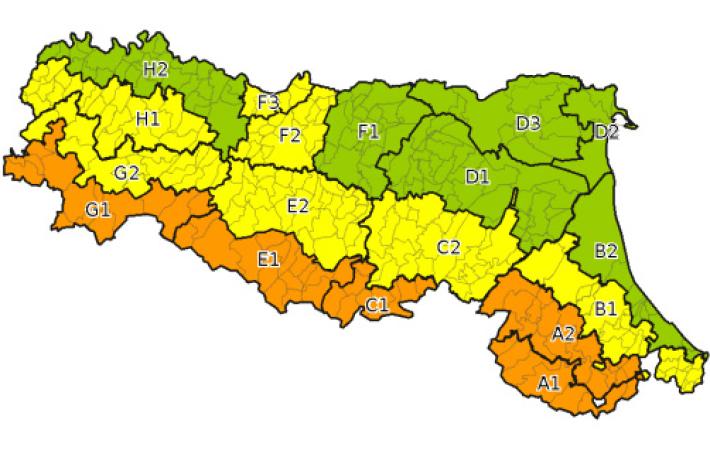 Oggi allerta meteo gialla in provincia, arancione nell'Appennino