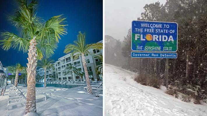 La Florida passa dai 24&deg; di sabato ai -11&deg; C di mercoled&igrave;; le immagini della neve 