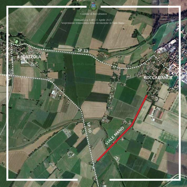 Roccabianca, domani e marted&igrave; chiuso viale Mano