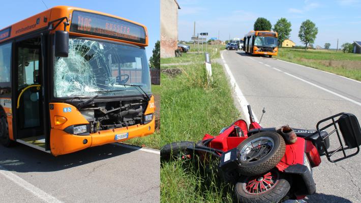 Scontro autobus-bici a Polesine: un ferito grave