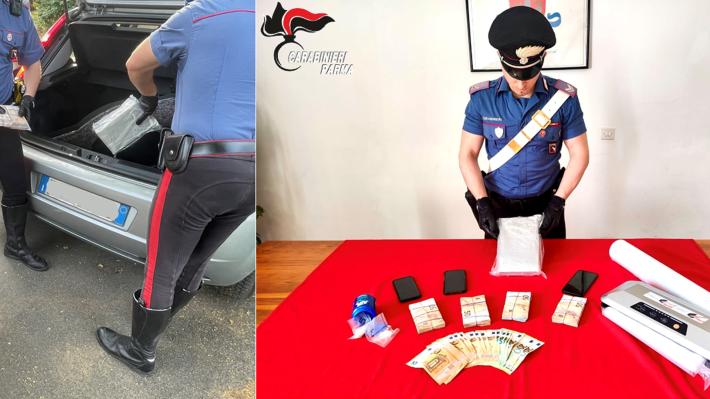 Parma: trovati con oltre 1 kg di cocaina e 20.000 euro in contanti nascosti tra auto e cantina. Arrestati 46enne e 19enne stranieri